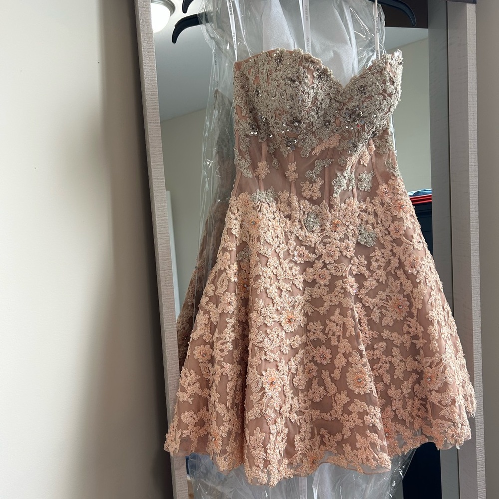 Sherri hill size 4 gorgeous peach/nude color ombré dress